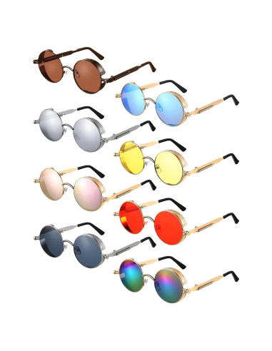 Gafas Steampunk 8 Pcs Coume Retro Redondas Unisex