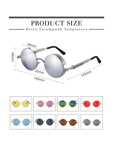 Gafas Steampunk 8 Pcs Coume Retro Redondas Unisex