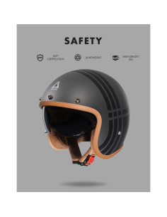 Casco de Moto TRIANGLE B206 Retro Abierto Negro Gris XL 2