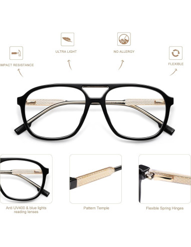 Gafas de Lectura AMOMOMA Retro con Luz Azul 56mm Unisex