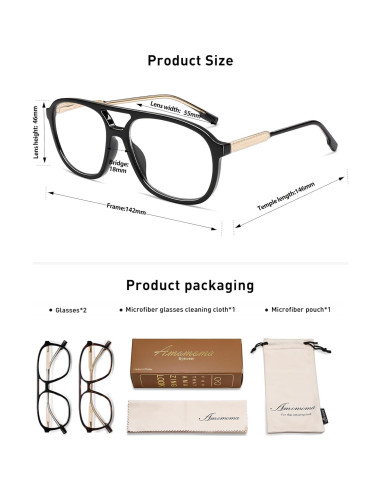 Gafas de Lectura AMOMOMA Retro con Luz Azul 56mm Unisex