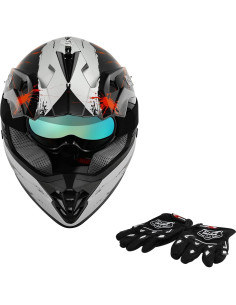 Casco de Motocicleta SLMOTO Juvenil Rojo Fuegos Artificiales 2