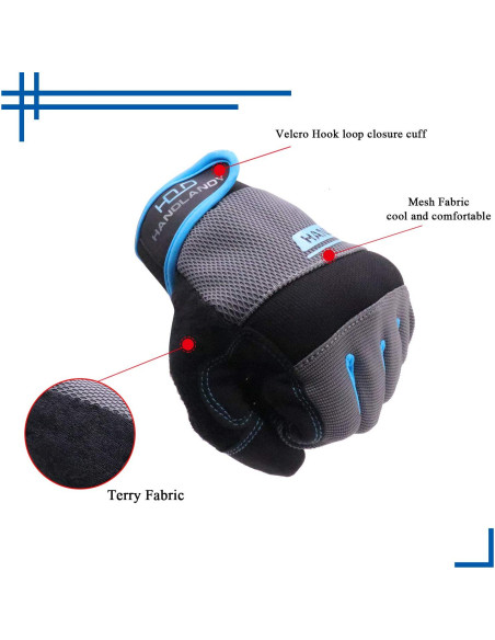 Guantes de Trabajo HLDD HANDLANDY Táctiles para Jardinería y Mecánica