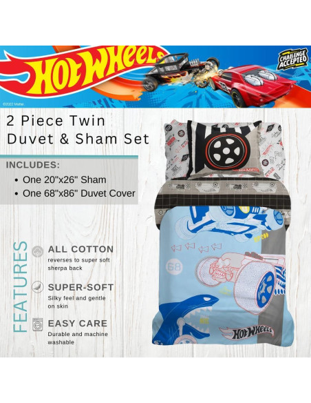 Juego de Cama Hot Wheels Franco 2 Piezas Algodón Individual