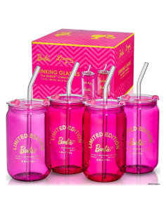 Vasos de Cristal Dragon Glassware Barbie Set 4 - Rosa y Magenta