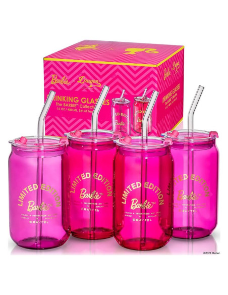 Vasos de Cristal Dragon Glassware Barbie Set 4 - Rosa y Magenta
