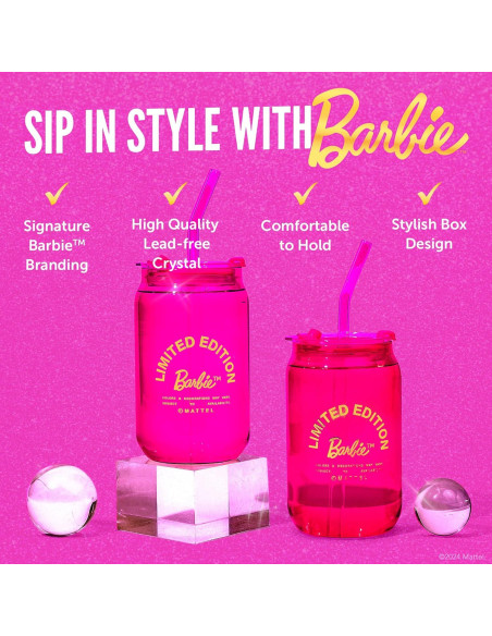 Vasos de Cristal Dragon Glassware Barbie Set 4 - Rosa y Magenta