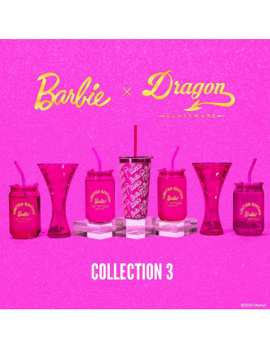 Vasos de Cristal Dragon Glassware Barbie Set 4 - Rosa y Magenta
