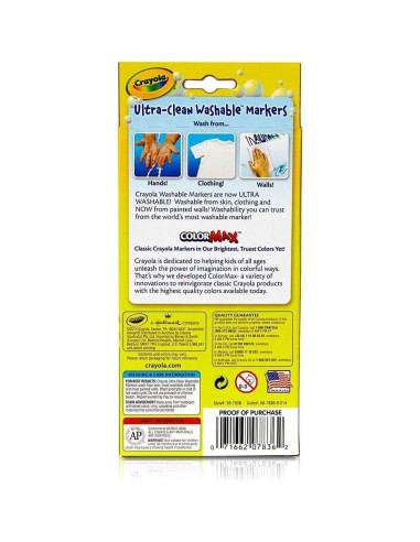 Marcadores Lavables Crayola 8 Colores Clásicos Punta Fina