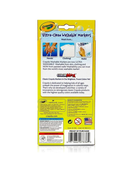 Marcadores Lavables Crayola 8 Colores Clásicos Punta Fina