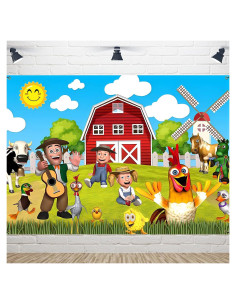 Fondo de Fiesta Infantil Animales de Granja YRIOWMI 210x150 cm