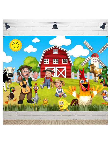 Fondo de Fiesta Infantil Animales de Granja YRIOWMI 210x150 cm