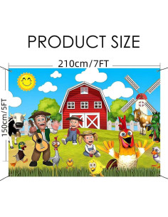 Fondo de Fiesta Infantil Animales de Granja YRIOWMI 210x150 cm 2