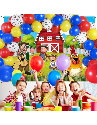 Fondo de Fiesta Infantil Animales de Granja YRIOWMI 210x150 cm