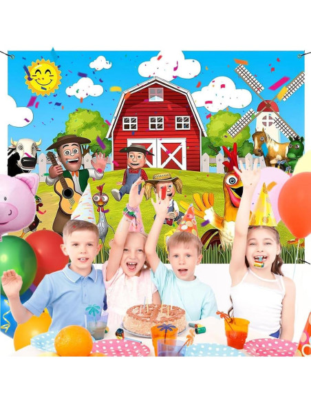 Fondo de Fiesta Infantil Animales de Granja YRIOWMI 210x150 cm