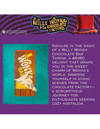 Manta Willy Wonka Franco 116x152 cm Suave y Lavable