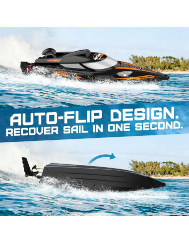 Barco RC Bezgar TX125 Negro 35KM/h para Agua Dulce y Salada