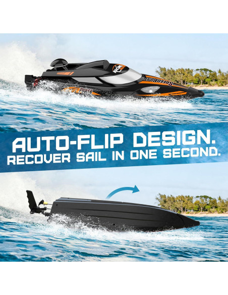 Barco RC Bezgar TX125 Negro 35KM/h para Agua Dulce y Salada