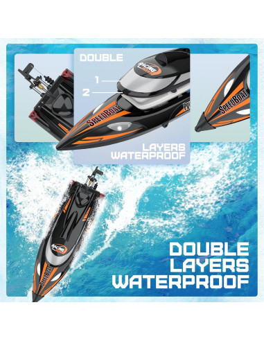 Barco RC Bezgar TX125 Negro 35KM/h para Agua Dulce y Salada