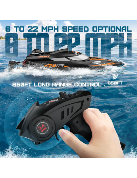 Barco RC Bezgar TX125 Negro 35KM/h para Agua Dulce y Salada