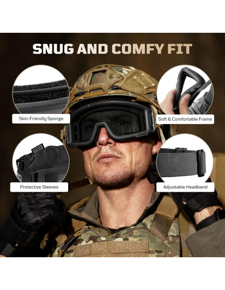 Gafas de Airsoft 1TG Tactical con 3 Lentes Anti Niebla