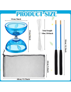 Juego de Diabolo Chino Simgoing con 2 Palos y Cuerda Azul 2