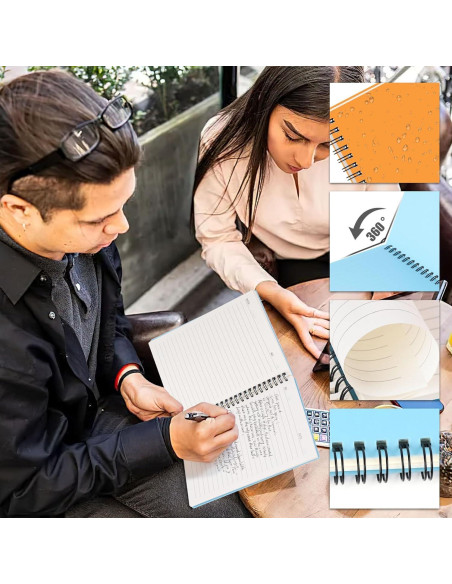 6 Cuadernos Espirales A5 Rayados Koogel Multicolor Impermeables