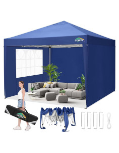 Carpa Plegable COBIZI 10x10 con Paredes Removibles Azul