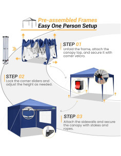 Carpa Plegable COBIZI 10x10 con Paredes Removibles Azul 2