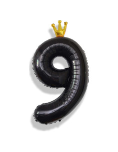 Globo Número 9 Negro de 101,6 cm para Fiestas de Cumpleaños