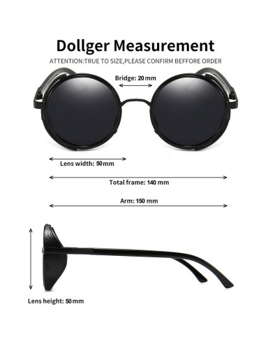 Gafas de sol redondas Dollger steampunk UV400 con estuche