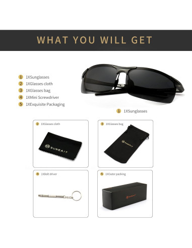 Gafas de sol polarizadas SUNGAIT para hombres UV400