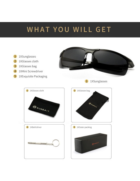Gafas de sol polarizadas SUNGAIT para hombres UV400