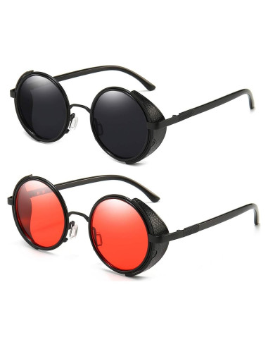 Gafas de sol redondas Dollger steampunk UV400 con estuche