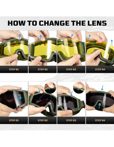 Gafas de Airsoft 1TG Tactical con 3 Lentes Anti Niebla
