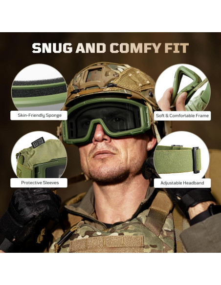 Gafas de Airsoft 1TG Tactical con 3 Lentes Anti Niebla