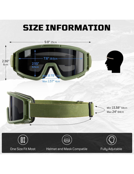 Gafas de Airsoft 1TG Tactical con 3 Lentes Anti Niebla