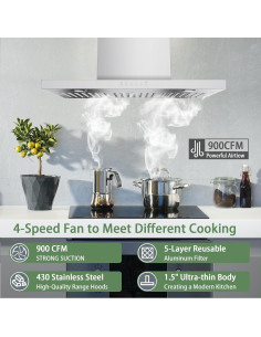 Campana de Cocina ONEEON 76.2 cm Acero Inoxidable 900 CFM 2