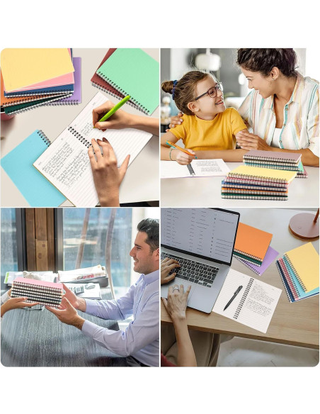 6 Cuadernos Espirales A5 Rayados Koogel Multicolor Impermeables