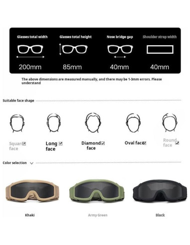 Gafas de Seguridad Tácticas LEJUNJIE con 3 Lentes Intercambiables