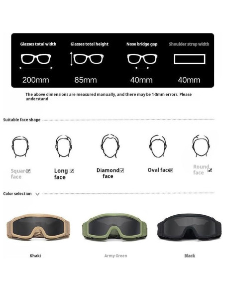 Gafas de Seguridad Tácticas LEJUNJIE con 3 Lentes Intercambiables