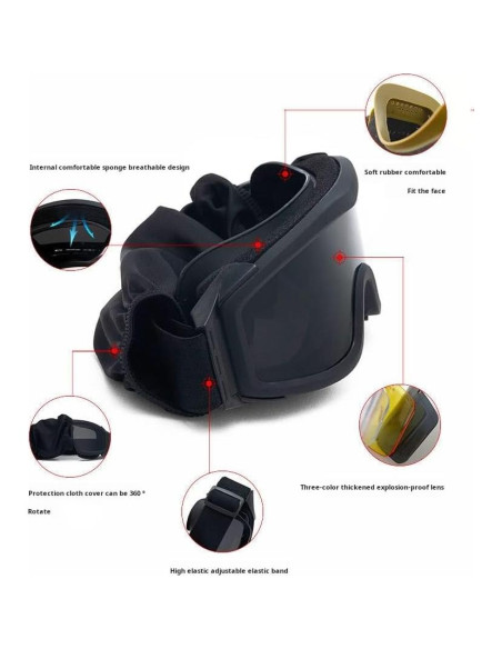Gafas de Seguridad Tácticas LEJUNJIE con 3 Lentes Intercambiables