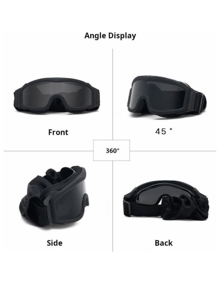 Gafas de Seguridad Tácticas LEJUNJIE con 3 Lentes Intercambiables