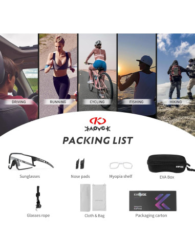 Gafas de Ciclismo Fotoquímicas KAPVOE K9022 UV400 Transición