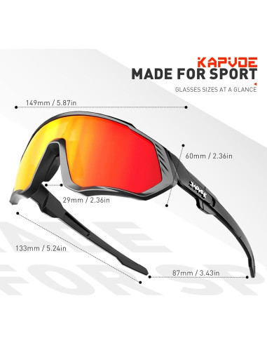 Gafas de Ciclismo KAPVOE 5 Lentes Polarizadas UV400