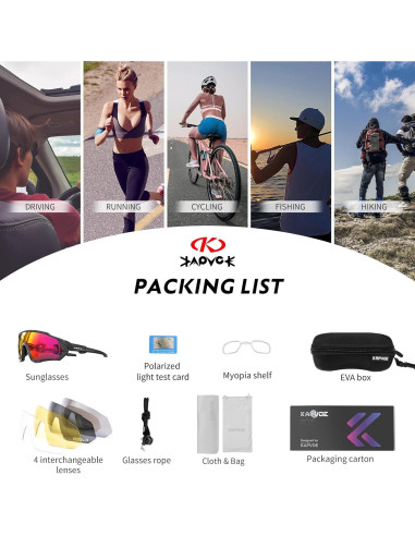 Gafas de Ciclismo KAPVOE 5 Lentes Polarizadas UV400