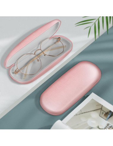 Funda Dura para Gafas Fintie con Paño de Limpieza Rosa