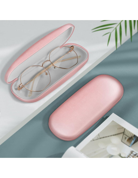 Funda Dura para Gafas Fintie con Paño de Limpieza Rosa