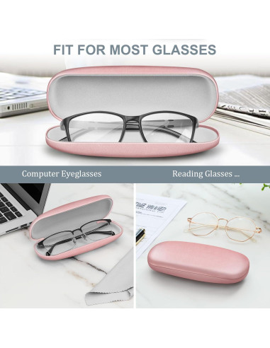 Funda Dura para Gafas Fintie con Paño de Limpieza Rosa