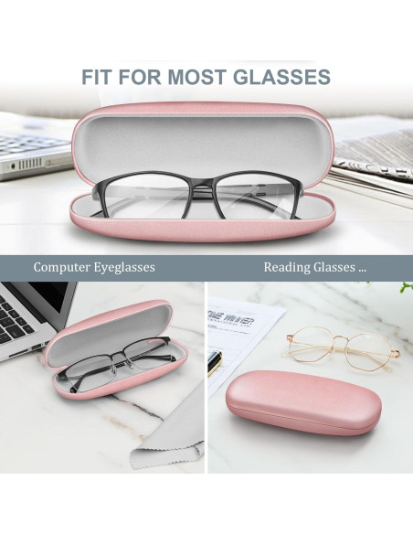 Funda Dura para Gafas Fintie con Paño de Limpieza Rosa